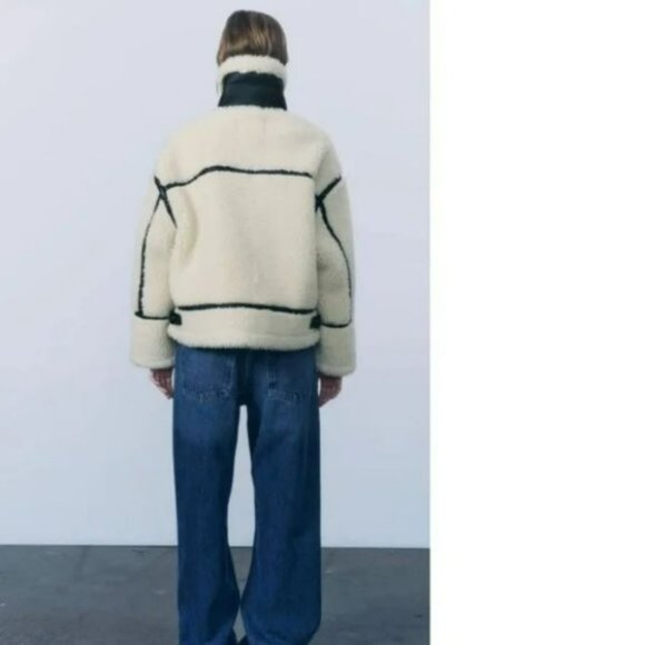 ZARA FAUX FUR BIKER JACKET - Picture 12 of 16